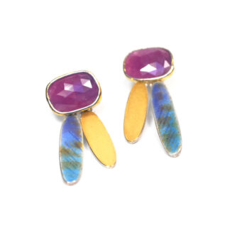 Miranda Sharpe – pink sapphire & enamel earrings